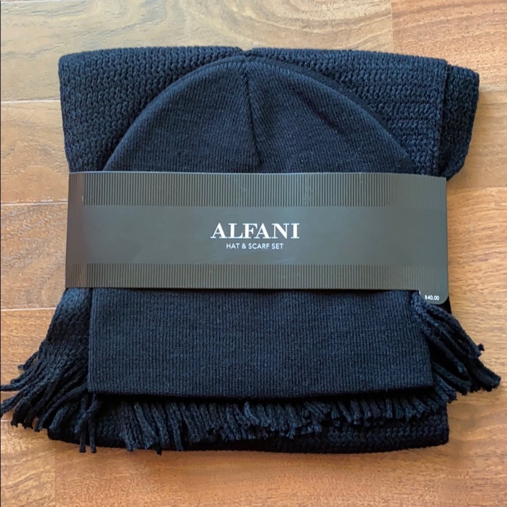 Alfani Hat and Scarf set unisex black